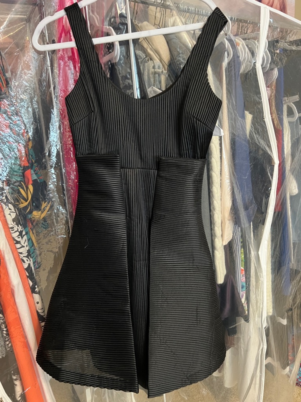 Badgley Mischka Black Ribbed Mini Dress SZ 2 and never worn.